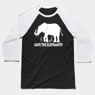 Save the Elephants in Silhouette Baseball T-Shirt